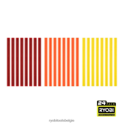24 st. Mini warme kleuren lijmsticks NBBJ6R747 RYOBI accessoires